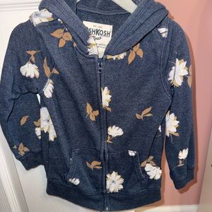 OshKosh B'gosh Kids Floral Zip-Up Hoodie - Navy